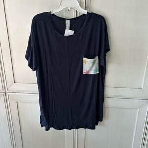 Honeyme Navy Tee with Multicolor Star Pocket